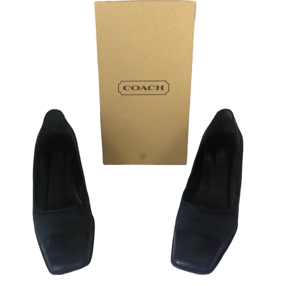 Women's Made in Italy Coach Melora Navy/Black Twill and Leather Heels. Size 9 B - Picture 2 of 16